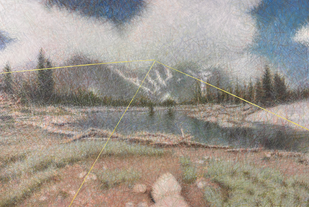 Norman Leto, Un lago Raytrace, óleo sobre lienzo 120x80cm, 2024